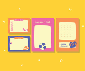 Summer planner template featuring vibrant doodle illustrations for journaling, stickers, and scrapbooks.