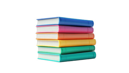 Stack of colorful books isolated on white background.