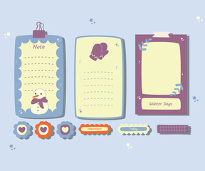 Winter-themed planner with cozy doodle graphics, perfect for journaling, stickers, and scrapbook projects.