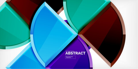 Obraz premium Abstract background - circles and round triangles with 3d effect. Vector Illustration For Wallpaper, Banner, Background, Card, Book Illustration, landing page