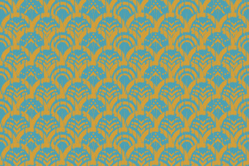 Ikat ethnic seigaiha fabric fish scales seamless pattern on background. geometric fish scales Seigaiha. for design ethnic seigaiha pattern fashion fabric design carpet, clothing, wrapping, wallpaper