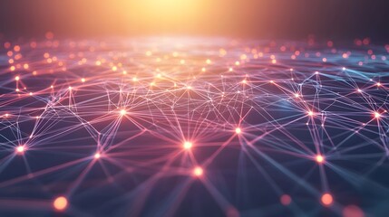 Obraz premium Abstract Network of Interconnected Glowing Points