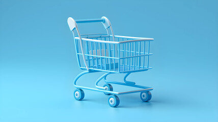 Sleek Blue Minimalist Shopping Cart for Retail and Groceries
