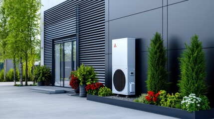 Modern HVAC System Outside a Stylish Building