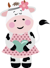 Cute cow wearing a dress