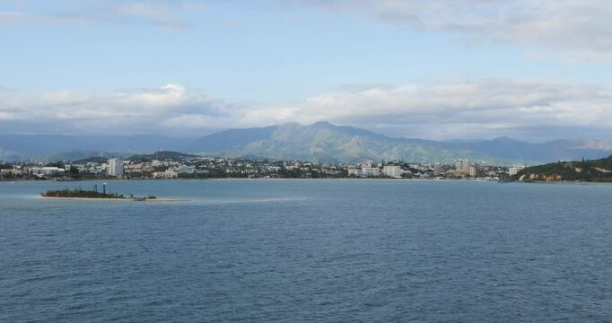 Noumea, the capital and largest city of the French special collectivity of New Caledonia.View of the mountain range.