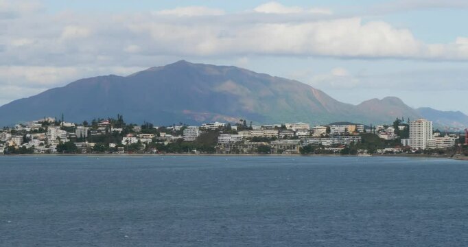 Noumea, New Caledonia, Beautiful view of the city and the mountain range.