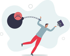 Stressed burden, anxiety or negative thinking, anger or emotional causing problem, mental health or depression.flat design with people.