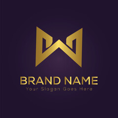Letter W golden crown logo vector illustration.