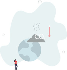 reducing CO2 emission by using green energy .flat design with people.