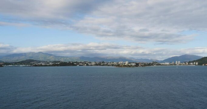 Panoramic view of Noumea, New Caledonia. View of the mountain range.