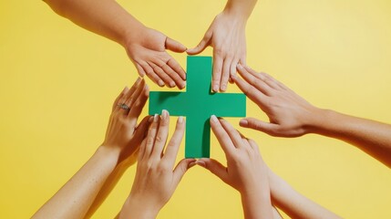 The Hands Supporting Green Cross