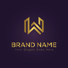 Letter W golden crown logo vector illustration.