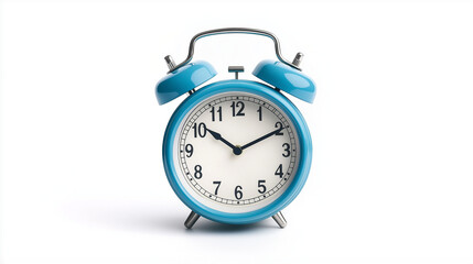 blue color alarm clock isolated on white background