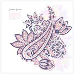 Paisley vector isolated pattern. Damask style Vintage illustration