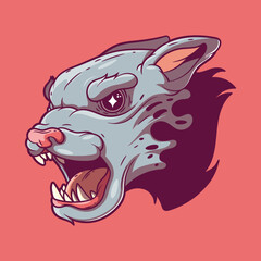 GreyTiger Head vector illustration. Animal, sports design concept.