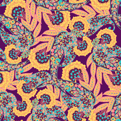 Seamless pattern traditional Asian paisley design. Vector pattern for textile design and fabrics, fashionable and delicate.