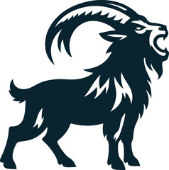 Angry Goat Silhouette Vector file. on white background