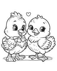Kid coloring page chick pose 