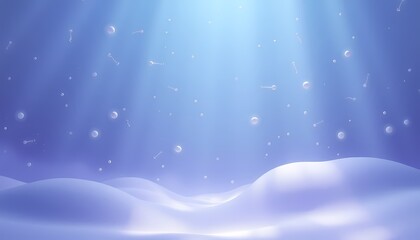 Surreal Weightless Landscape with Floating Blue and Lavender Particles
