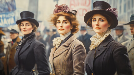 Illustration of the struggle for women's suffrage