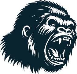 Angry Gorilla Silhouette Vector image. on white background