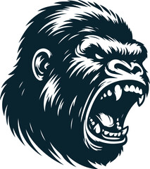 Angry Gorilla Silhouette Vector image. on white background