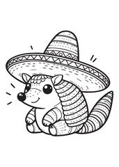 Kid coloring page wearing cute hat