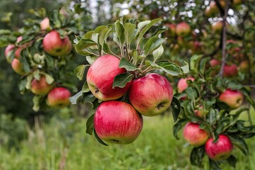 Obraz premium a background filled with wild ripe red apples