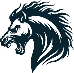 Angry Horse Silhouette Vector image. on white background