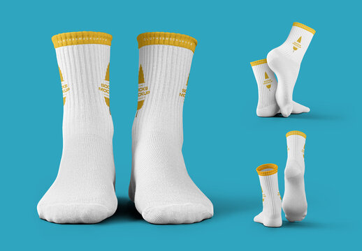 3 Mockups of Medium Socks 3D Style
