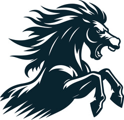 Angry Horse Silhouette Vector image. on white background