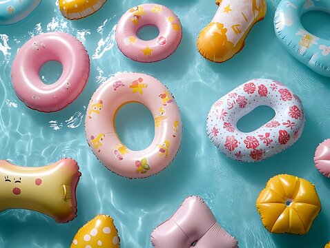 Colorful Inflatable Pool Floats Illustration: Summer Fun in the Sun