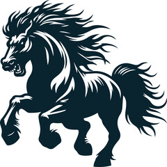 Angry Horse Silhouette Vector image. on white background