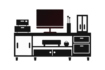 A Set of TV Stand Silhouette Vector Illustrations for Modern and Classic Interiors