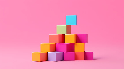 Obraz premium Geometric stacking structure of colorful blocks