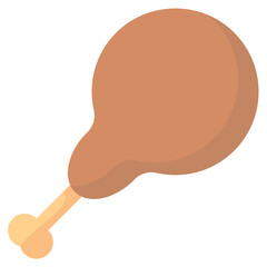 chicken crispy flat vector icon