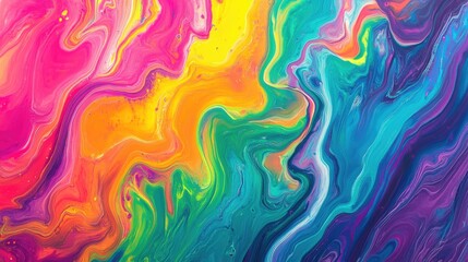 Abstract texture of marbled acrylic paint featuring vibrant rainbow colors A colorful background banner with dynamic swirls and curves