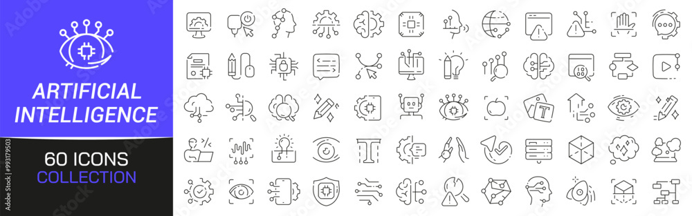 Leinwandbilder Artificial intelligence line icons collection. Thin outline icons pack. UI icon collection. Set of line web pictogram