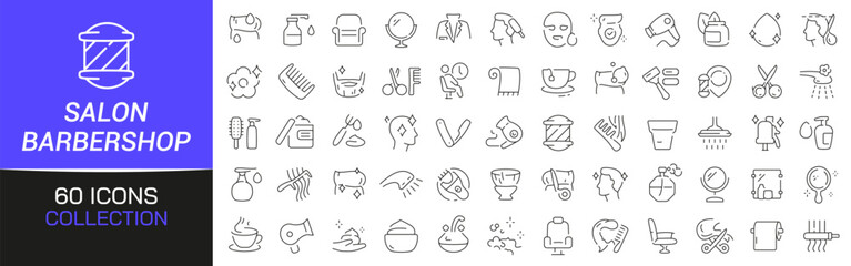 Salon and barbershop line icons collection. Thin outline icons pack. UI icon collection. Set of line web pictogram