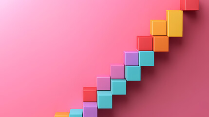 Fototapeta premium Geometric stacking structure of colorful blocks