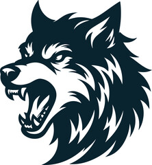 Angry wolf Silhouette Vector file. on white background
