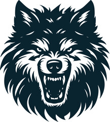Angry wolf Silhouette Vector file. on white background