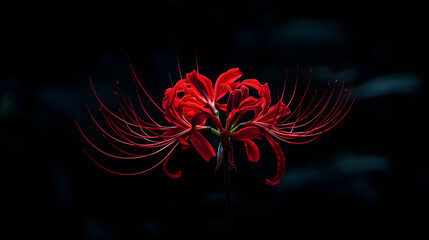 : Red Spider Lily on Dark Background