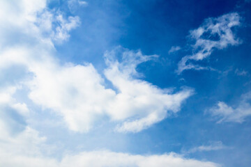 Cloudy blue sky background. Clouds in the summer sky. Natural wallpaper idea concep