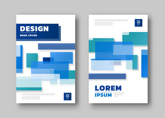 Book cover template for annual report. Blue abstract background book.