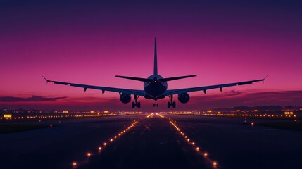 The Airplane Landing at Sunset