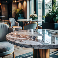 tables and chairs in a restaurant