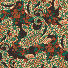 Paisley Ornamental seamless pattern. kalamkari vector fabric background