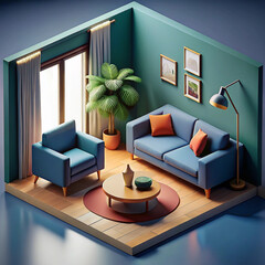 3d modern living room with sofa